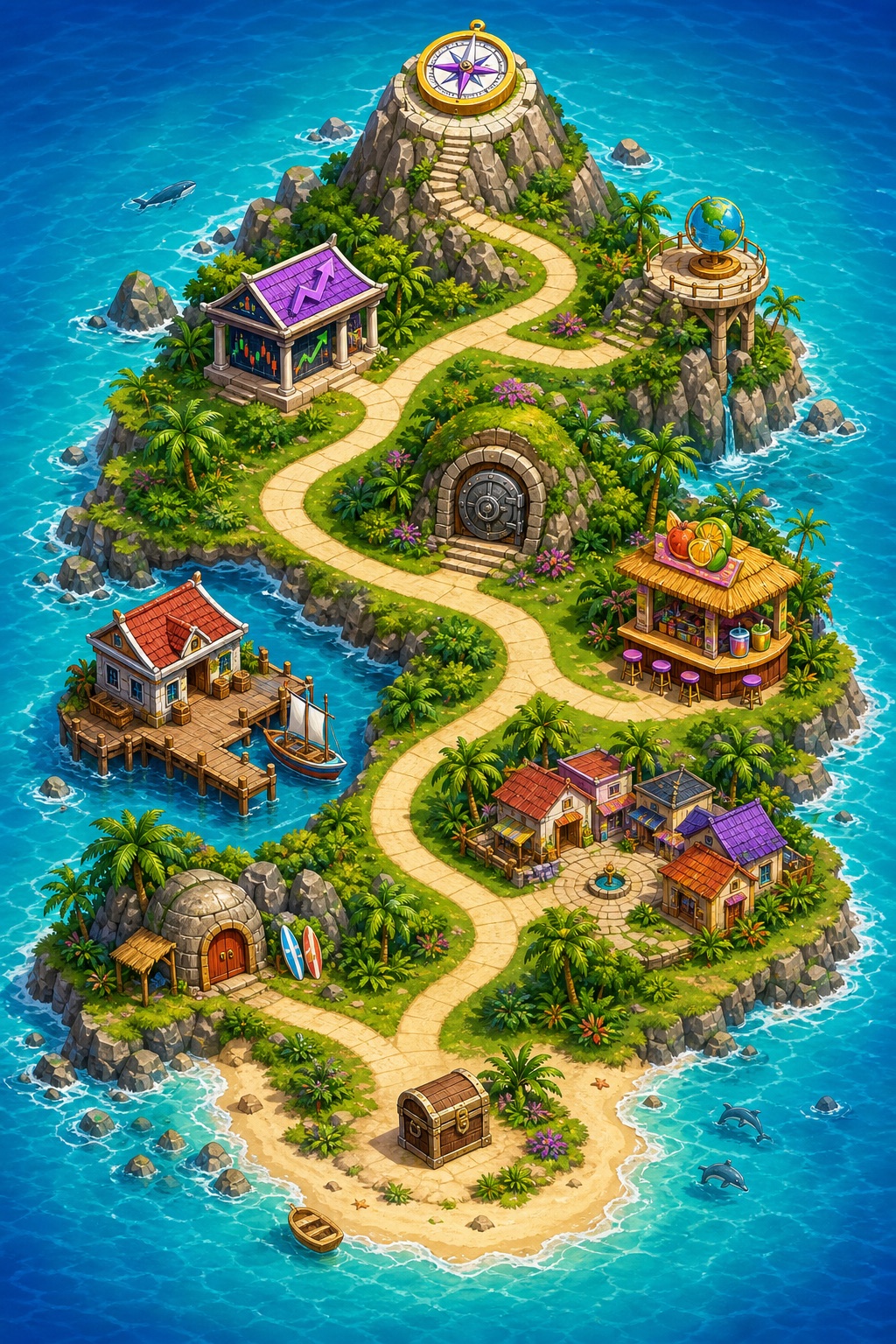 The illustrated Island Tycoon world
